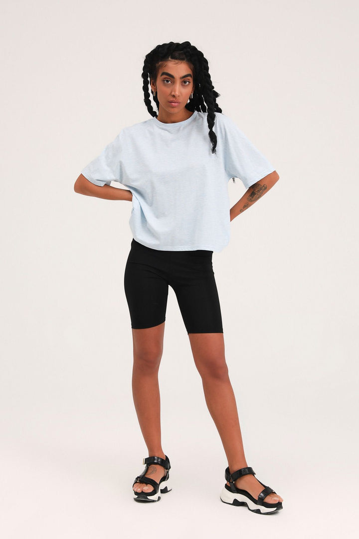 Sırt Dekolteli Tişört Bebe Mavi