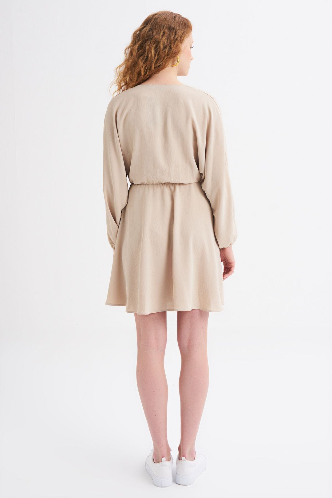 V Neck Midi Dress Stone