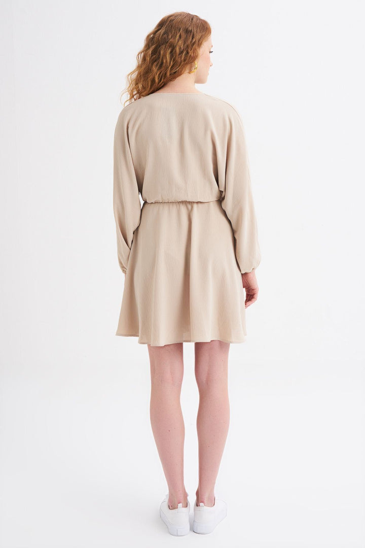 V Neck Midi Dress Stone