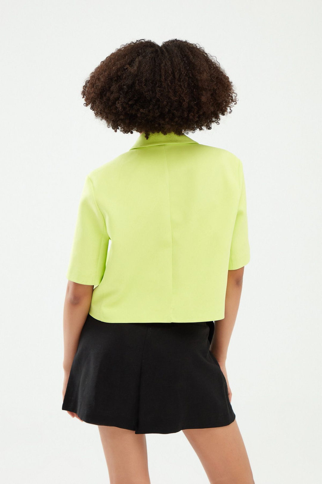 Short Sleeve Crop Blazer Jacket Light Green