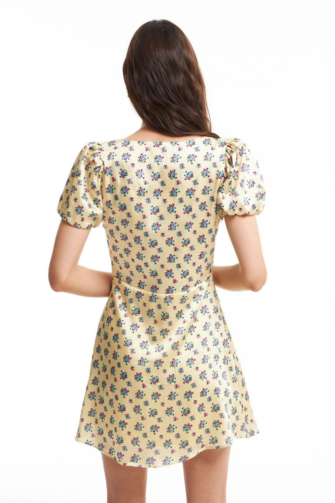 Chest Detailed Patterned Dress Yellow