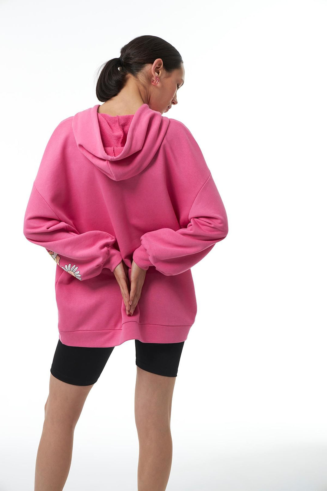 Yazı Baskılı Sweatshirt Pembe