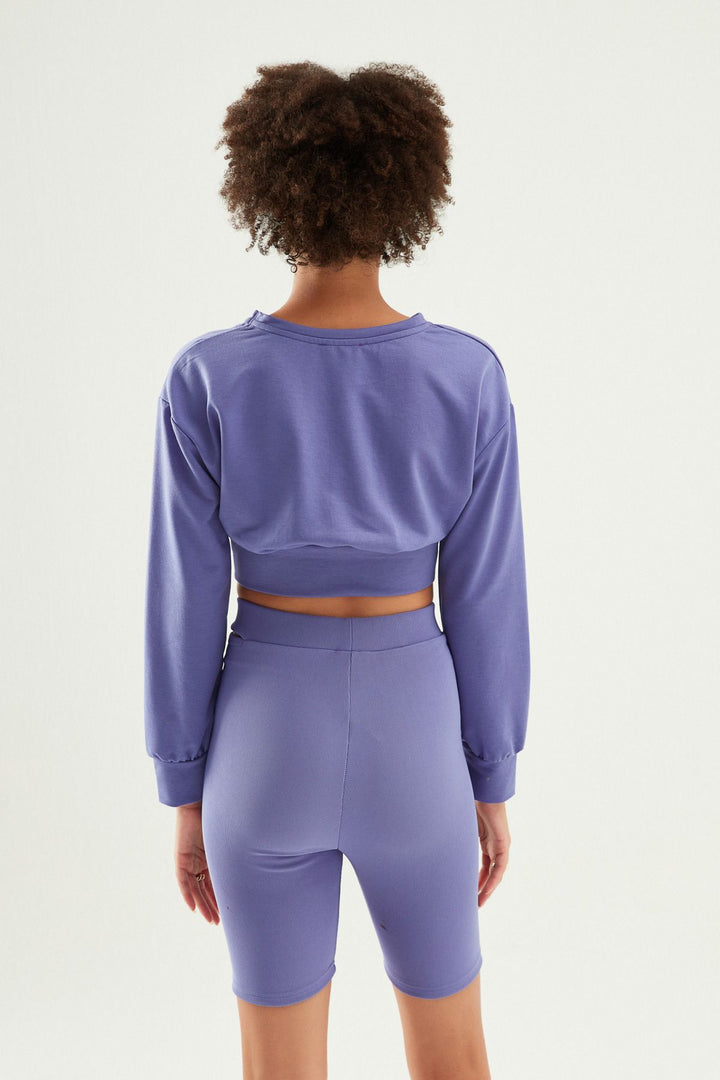 Tie Detailed Sweatshirt Purple