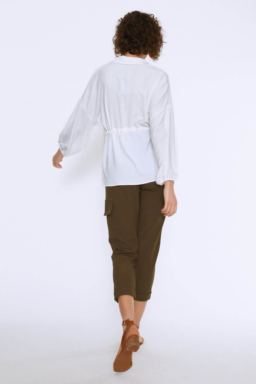 Tie Waist Pocket Shirt Ecru