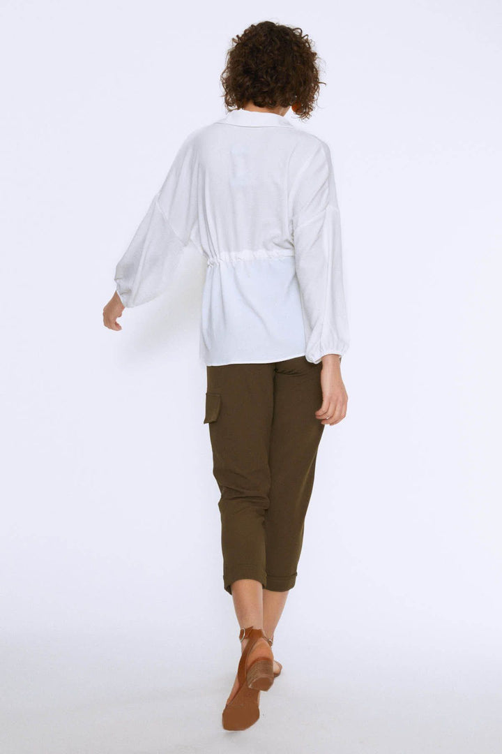 Tie Waist Pocket Shirt Ecru