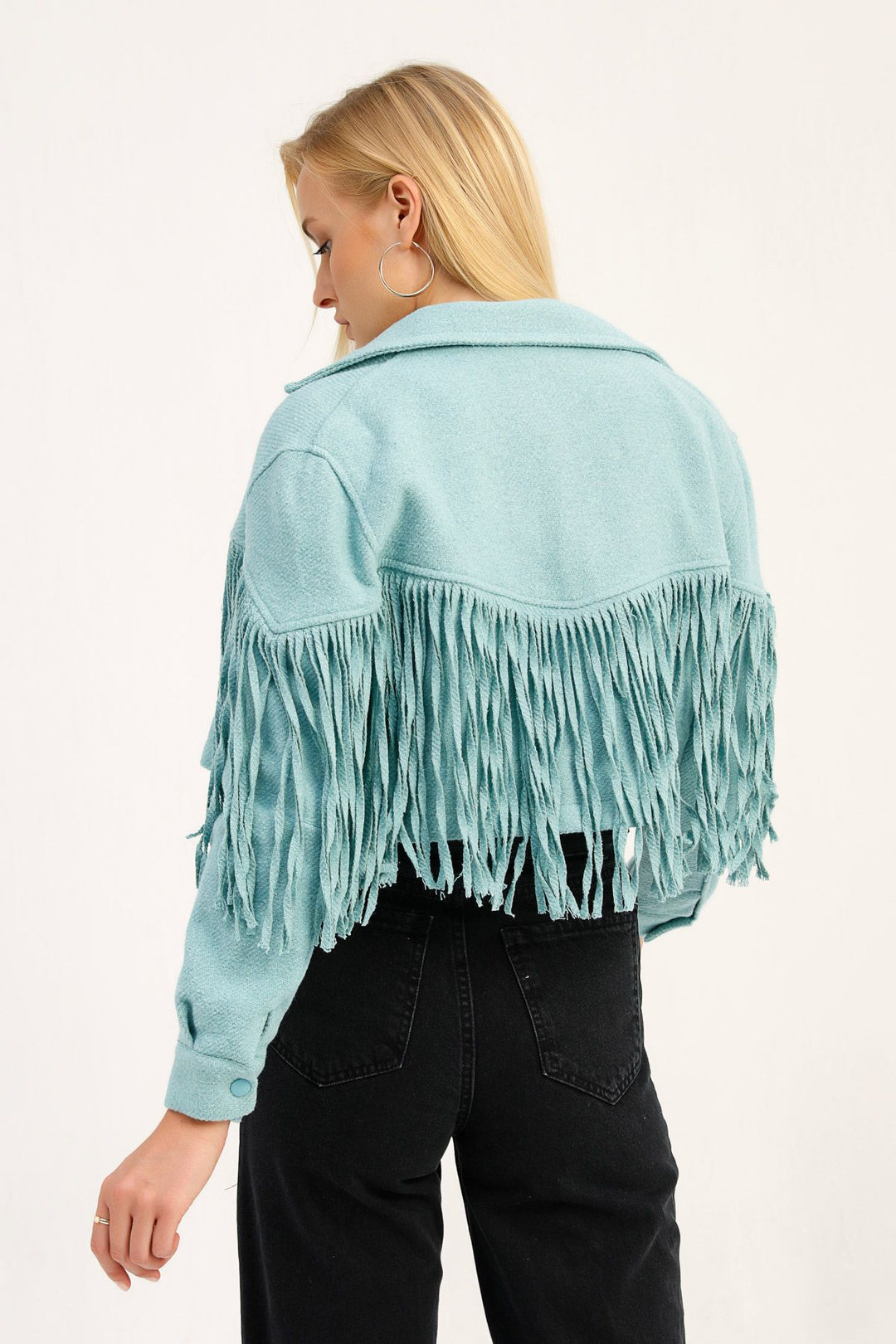 Tasseled Crop Jacket Mint