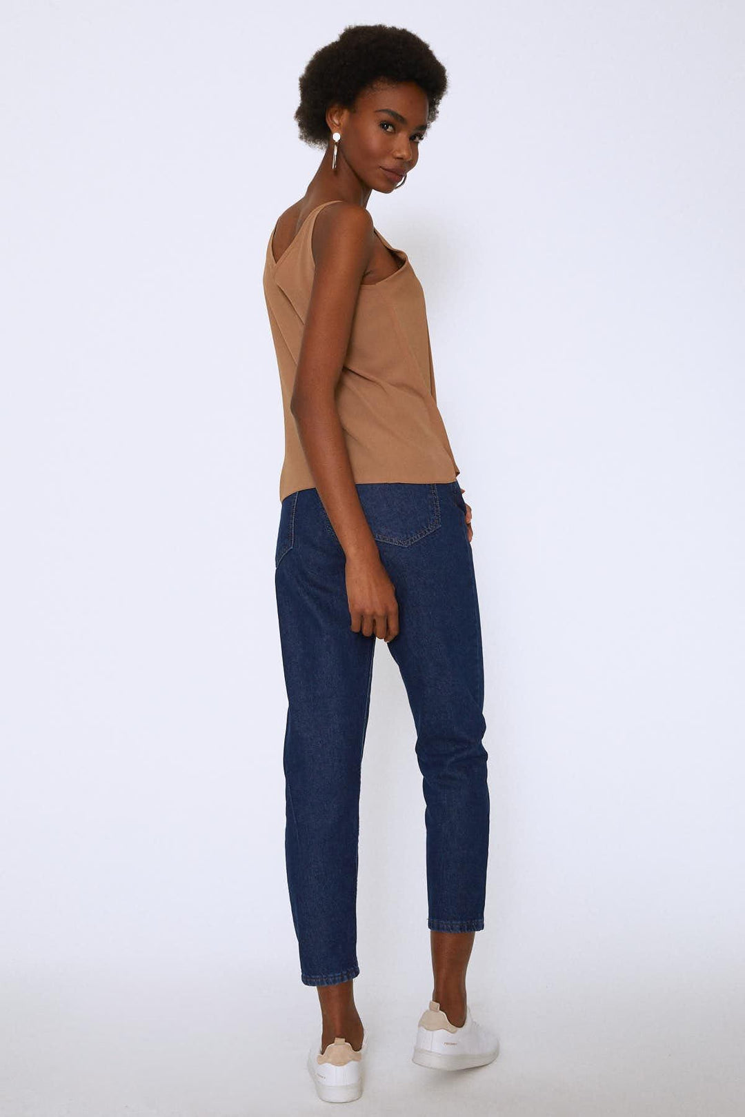 Rope Strap V-Neck Blouse Brown