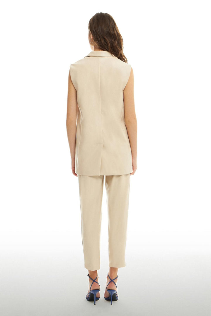 Blazer Leather Vest Jacket Stone