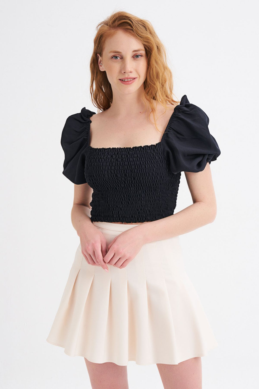 Balon Kol Gipeli Bluz Siyah