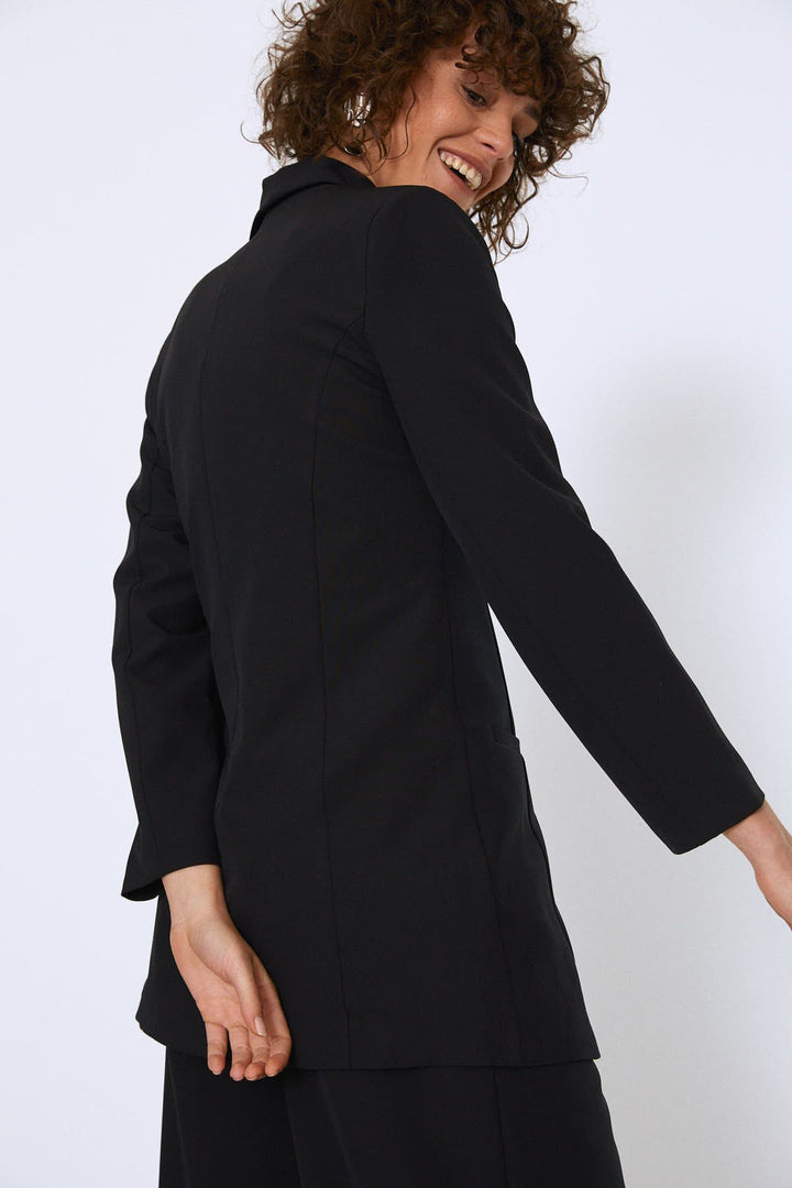 Beli Bağlamalı Şal Yaka Ceket Siyah