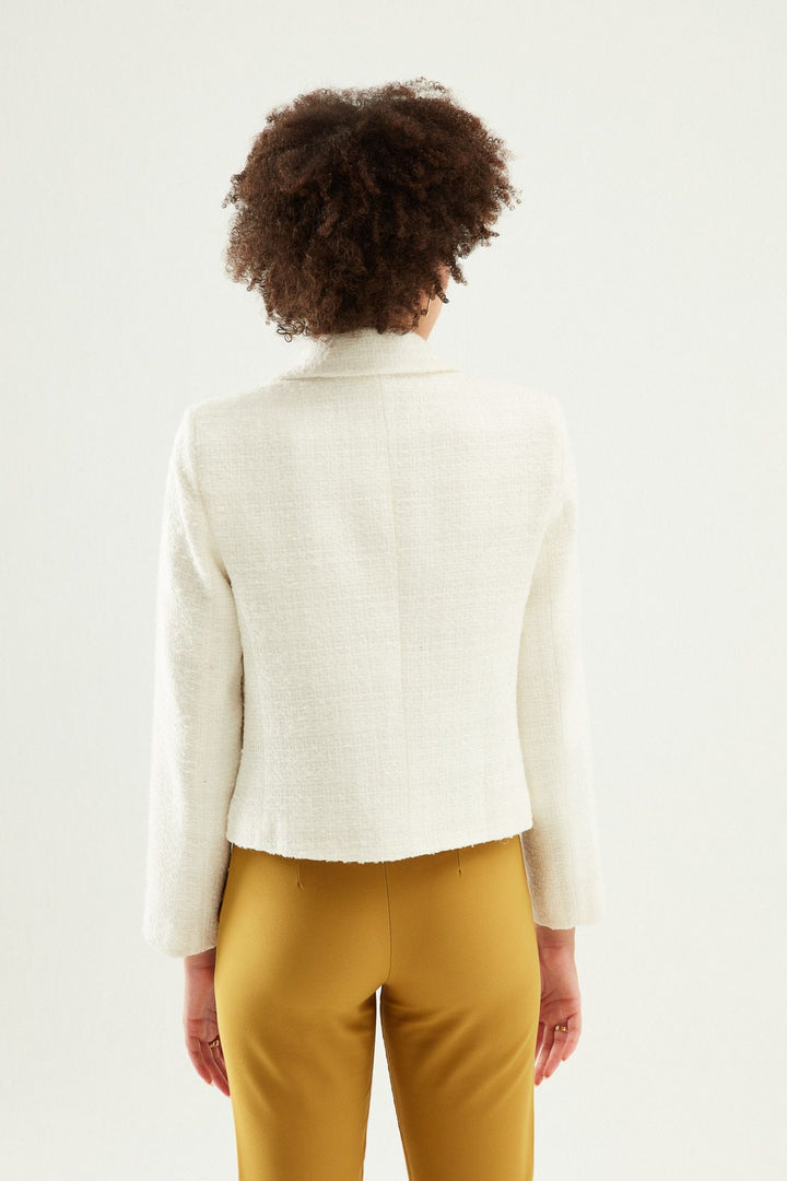 Coat of Arms Tweed Blazer Jacket White