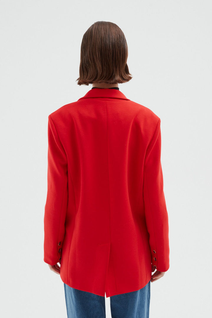 Tek Düğmeli Blazer Ceket Kırmızı