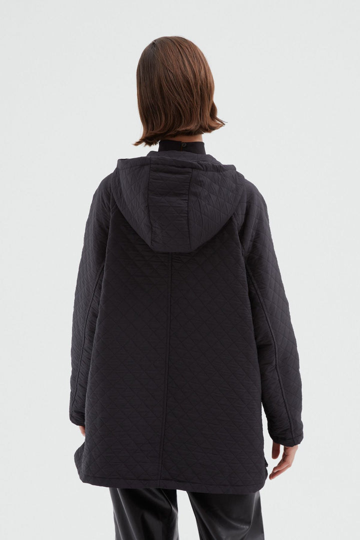 Oversize Kapitone Mont Siyah