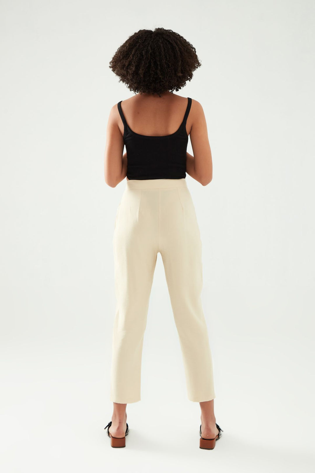 Düğme Detaylı Pantolon Bej