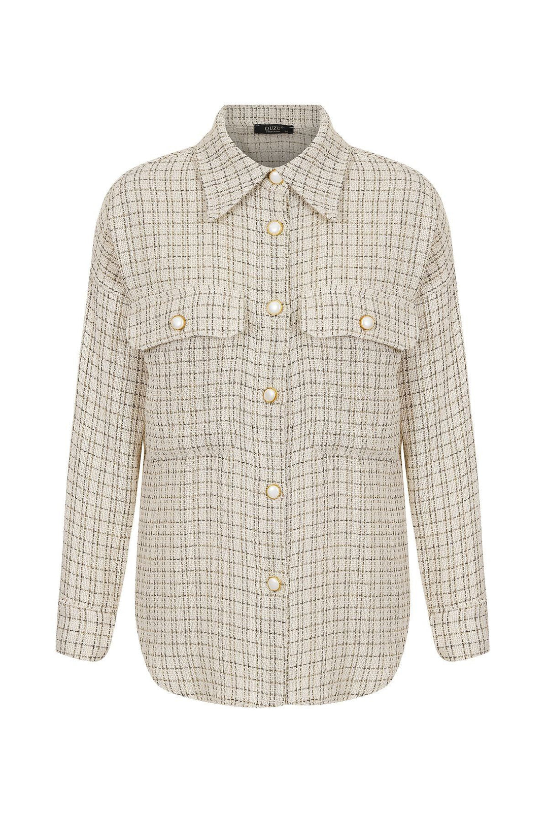 Cepli Düğmeli Tüvit Gömlek Ekru