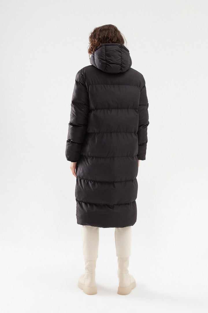 Hooded Long Inflatable Coat Black
