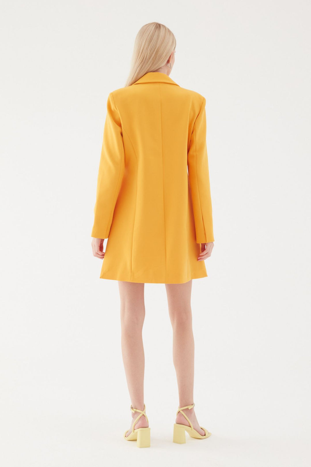 Yanı Yırtmaçlı Uzun Blazer Ceket Turuncu