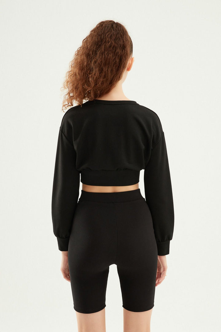 Tie Detailed Sweatshirt Black