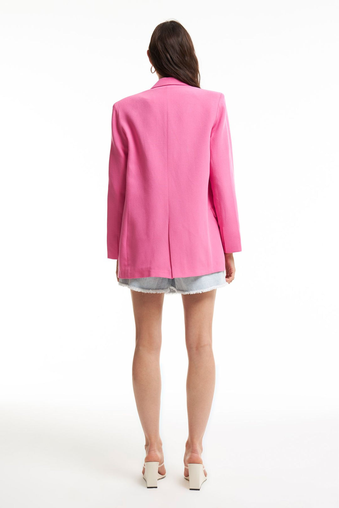 Keten Blazer Ceket Şeker Pembe