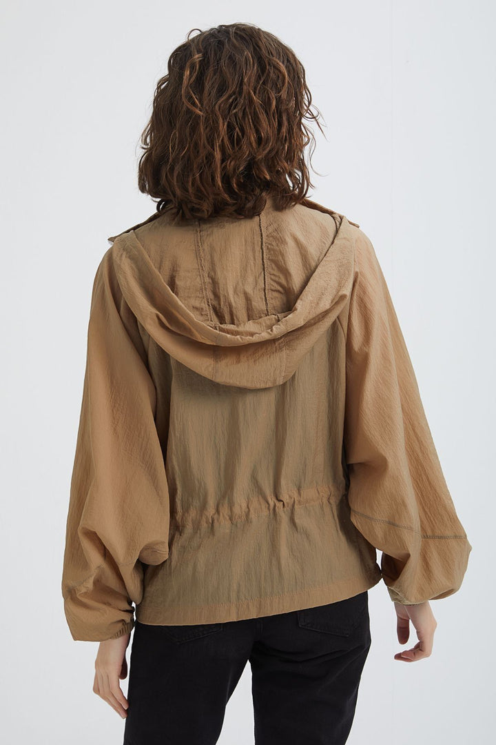 Hooded Raincoat Camel
