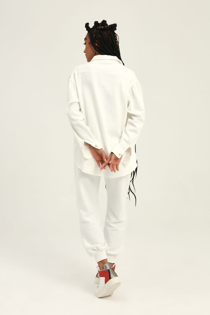 Balloon Sleeve Pocket Shirt White