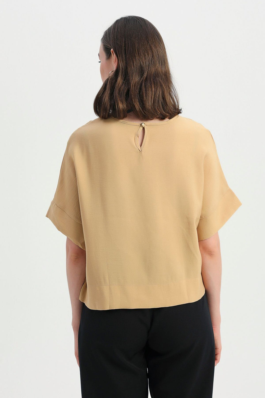 Three Quarter Sleeve Blouse Camel