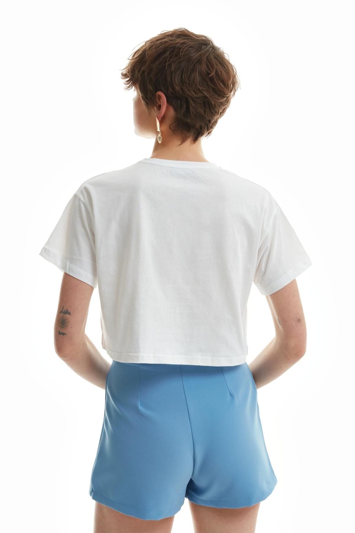 Slit Detailed Short Skirt Blue