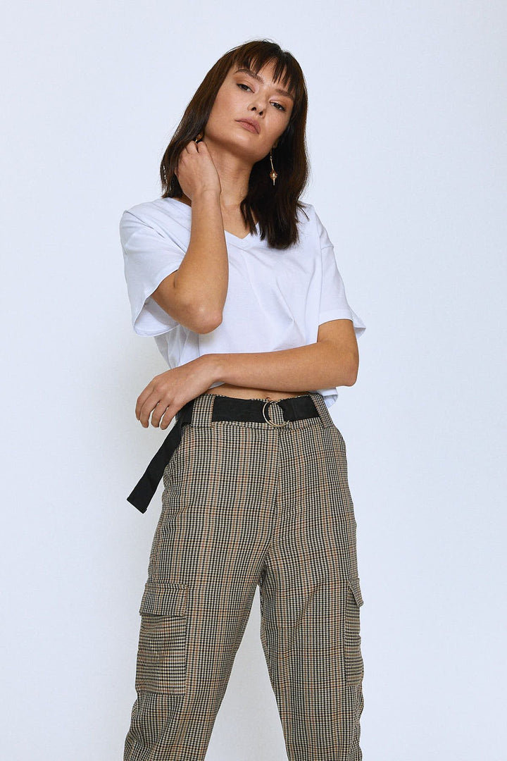 Belted Jogger Pants Gray