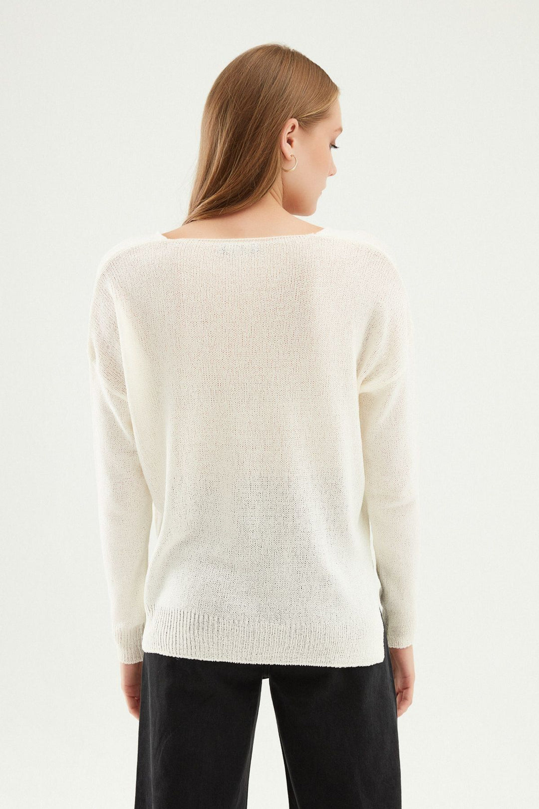V Neck Knitwear Ecru