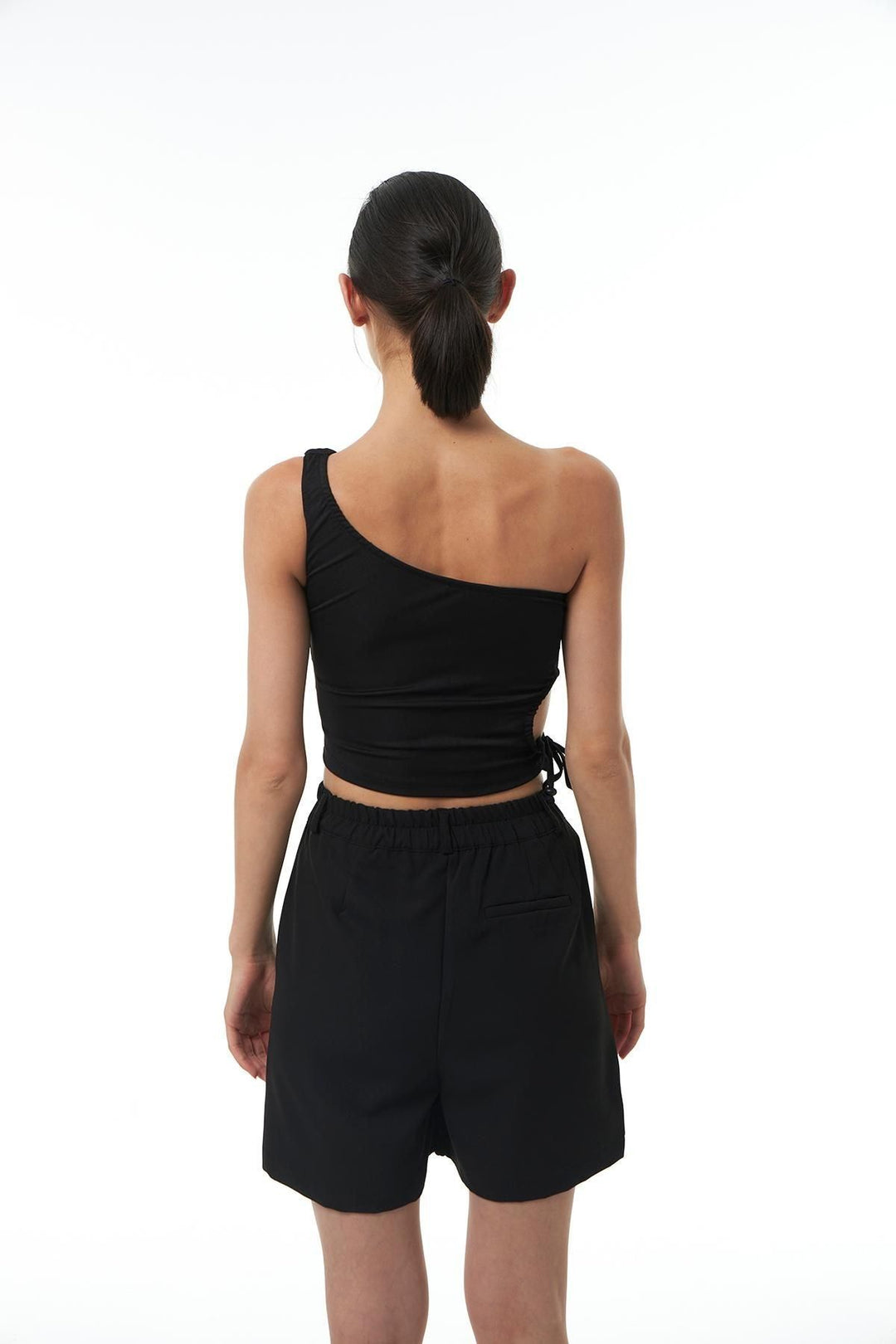 Dekolteli Tek Omuz Bluz Siyah