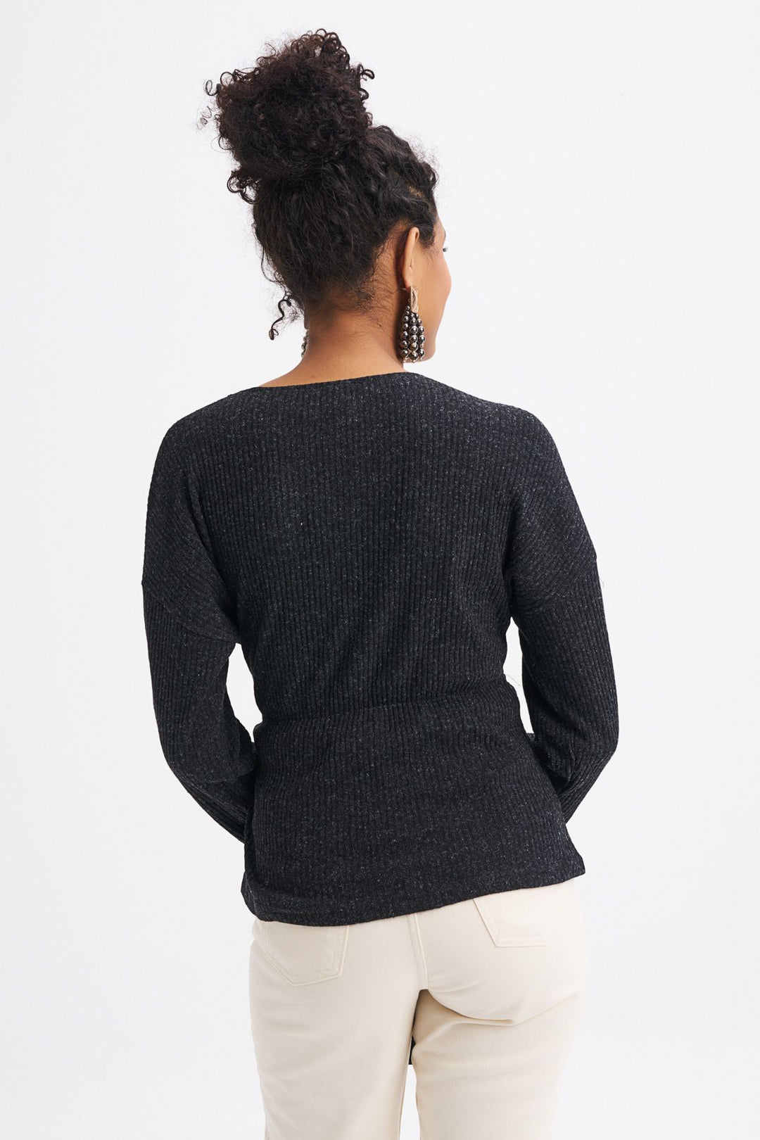 Tie Detailed Double Breasted Blouse Black