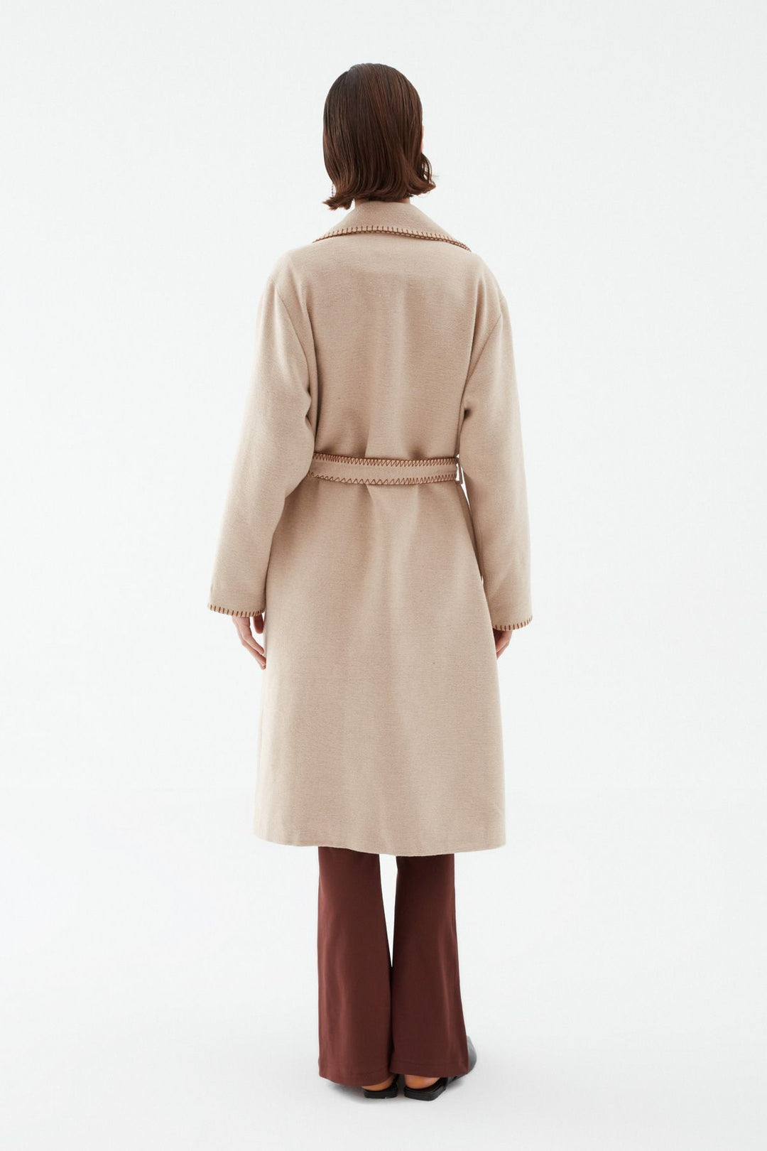 Double Breasted Belted Coat Beige