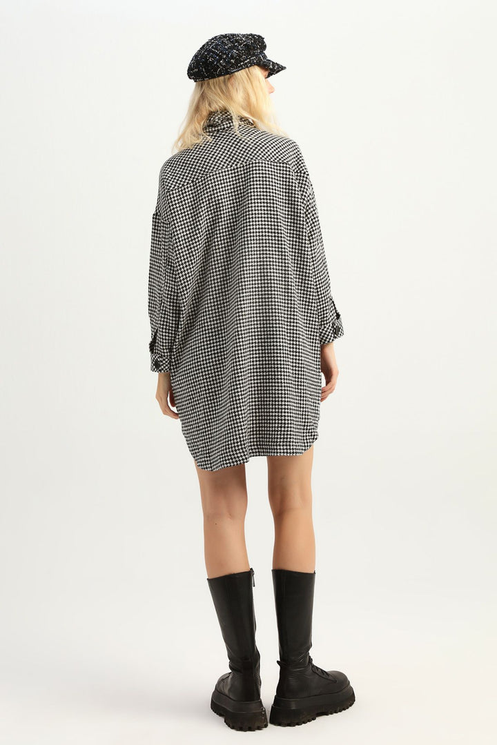 Pocket Long Shirt Jacket Black