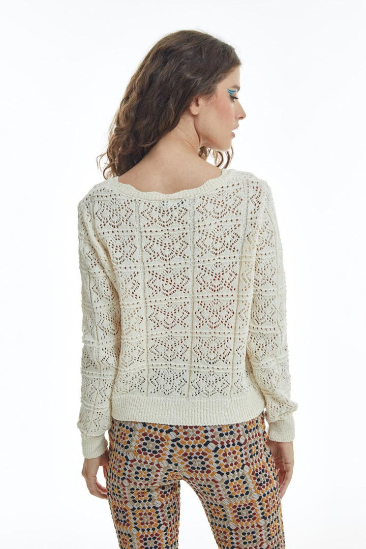 Perforated Cardigan Ecru