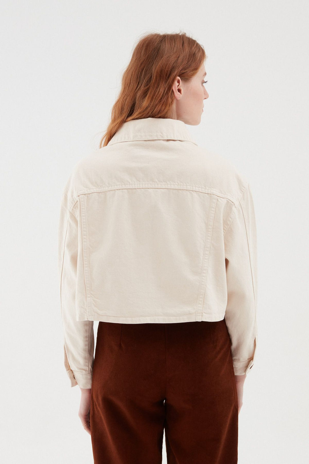 Crop Denim Jacket Bone