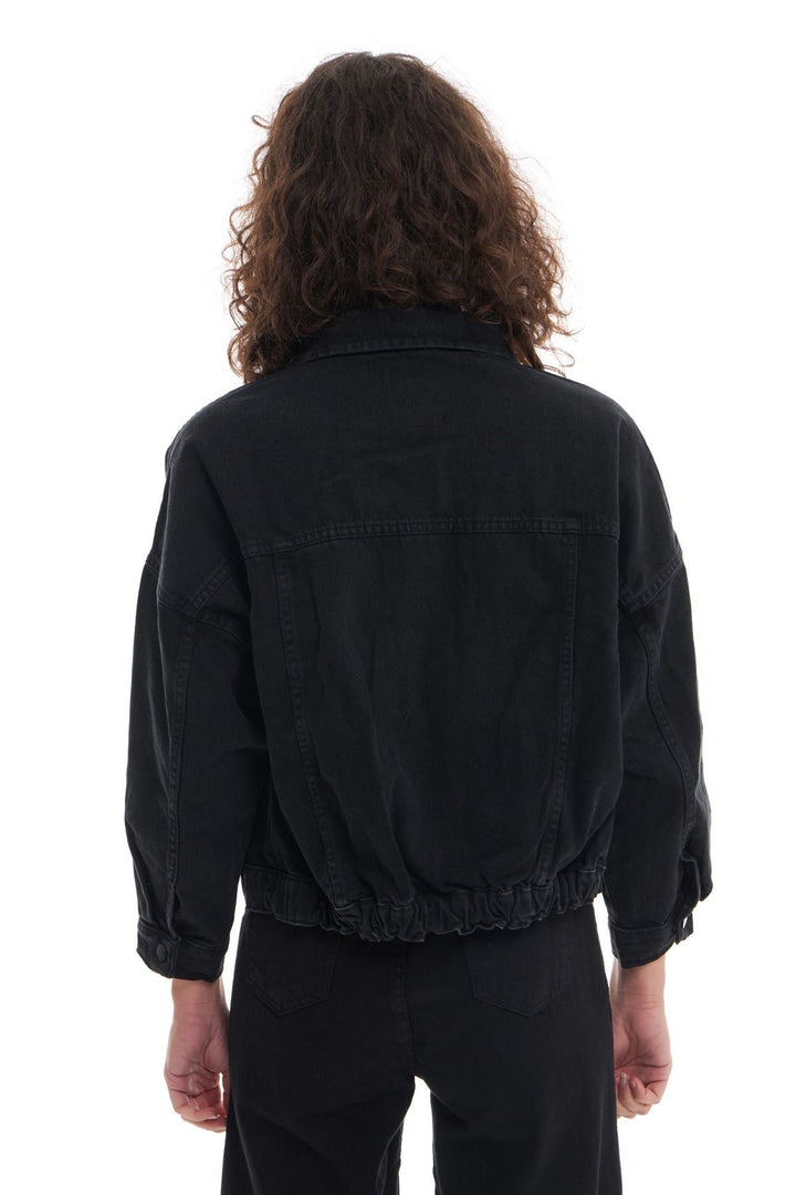 Hooded Oversize Denim Jacket Anthracite