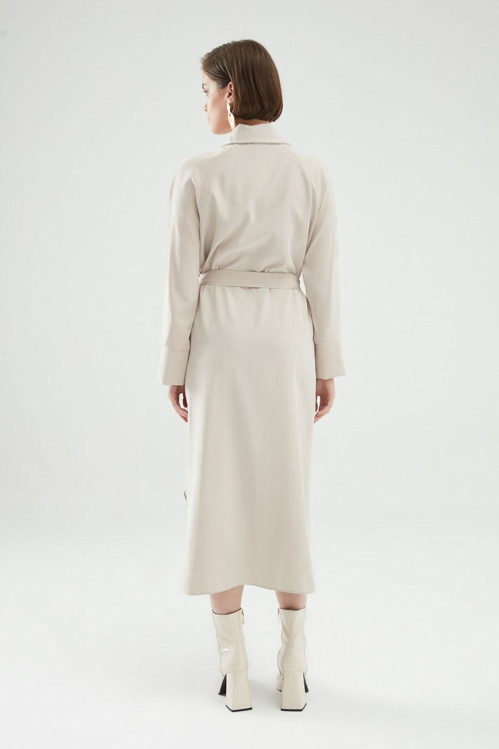 Belted Shirt Dress Stone