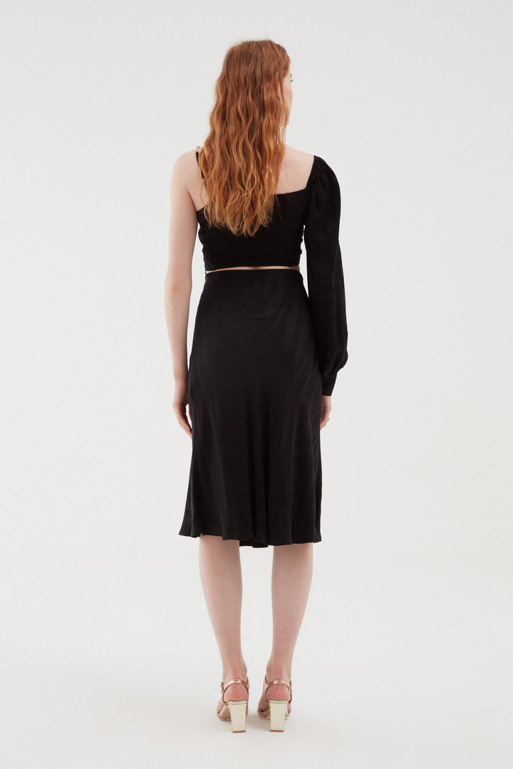 Jacquard Midi Length Skirt Black