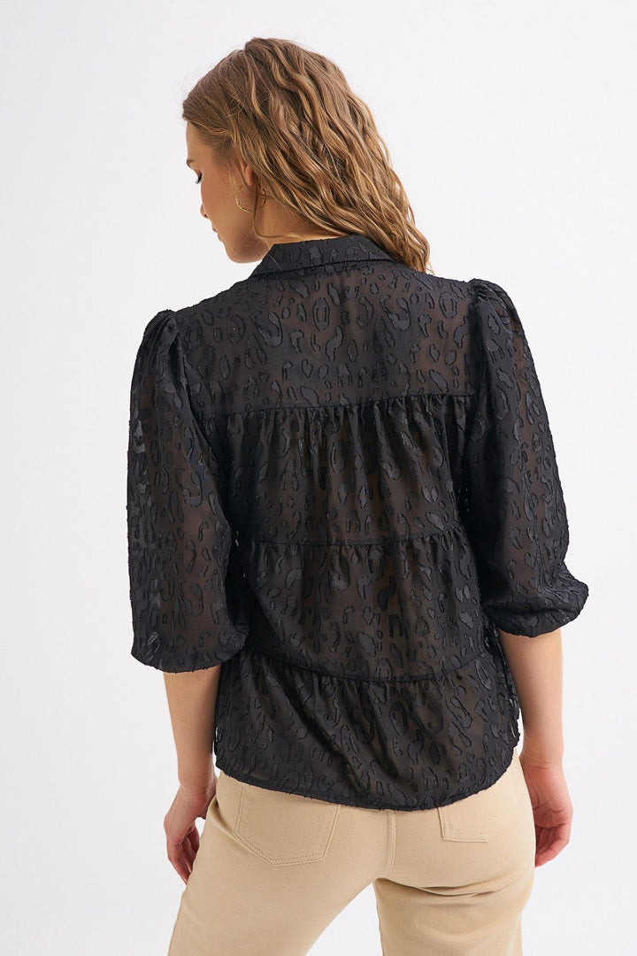 Guipure Detailed Shirt Black