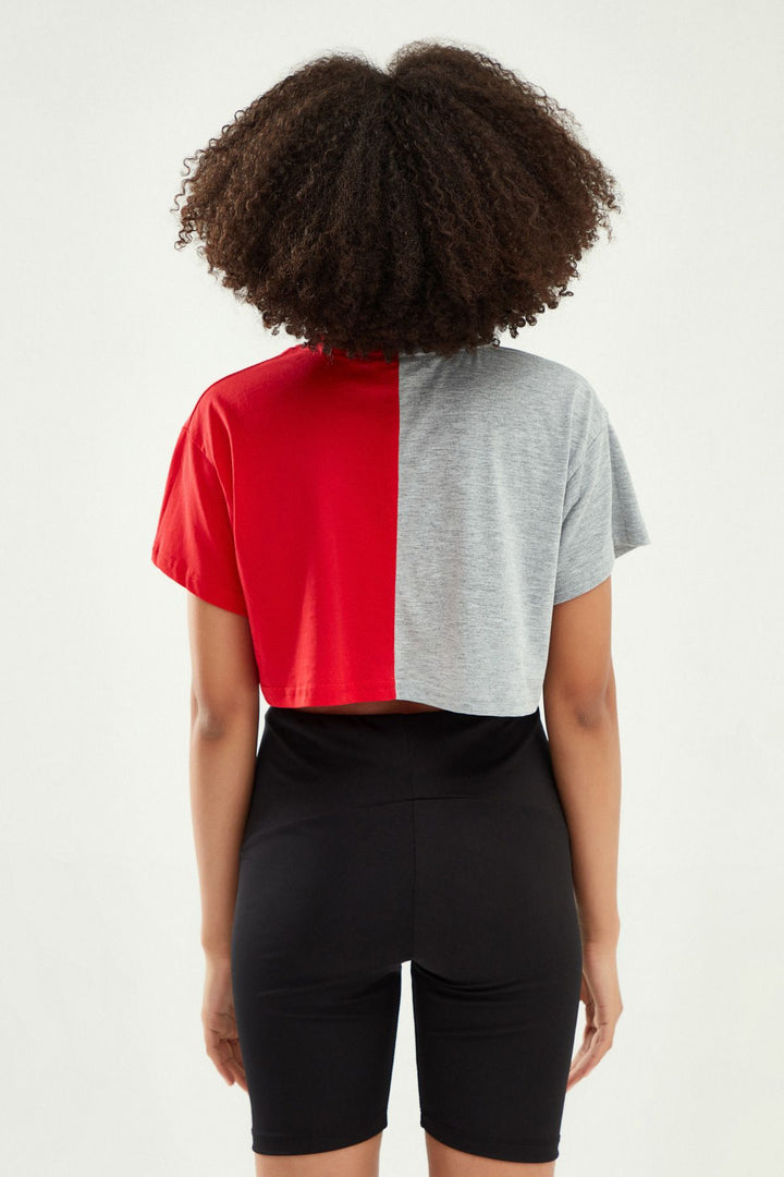 Baskılı Fermuarlı Tişört Kırmızı