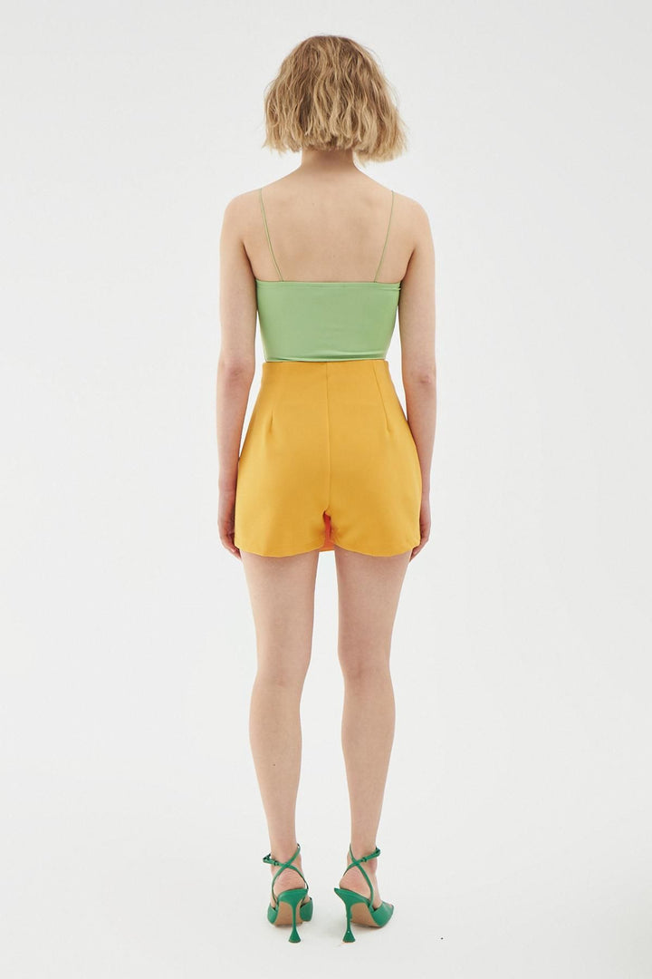 Ruffle Detailed Mini Short Skirt Orange