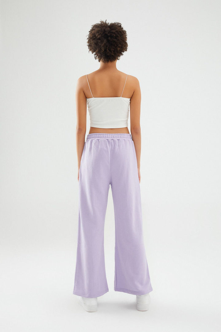 Bol Paça Çıtçıtlı Eşofman Lila