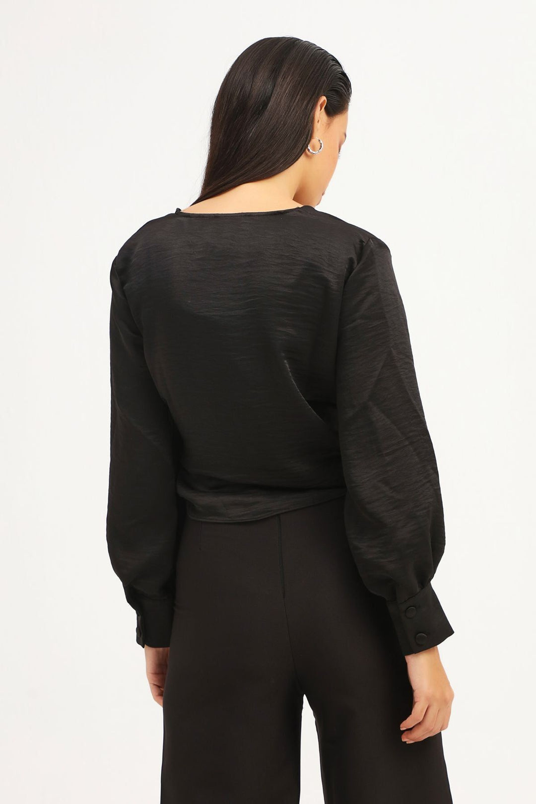 Double Breasted Collar Blouse Black