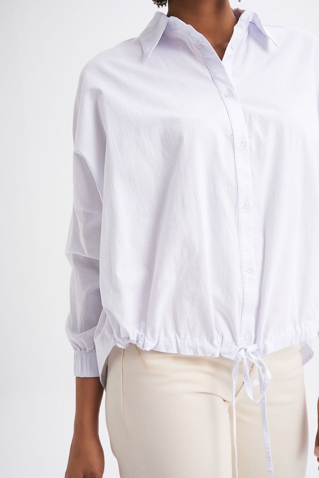 Tie Front Oversize Shirt White