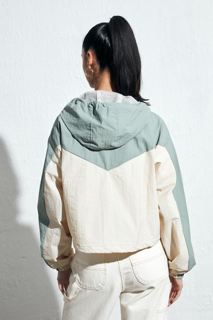 Hooded Colored Raincoat Stone