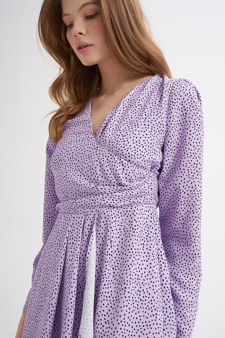 Patterned Double Breasted Jumpsuit Lilac