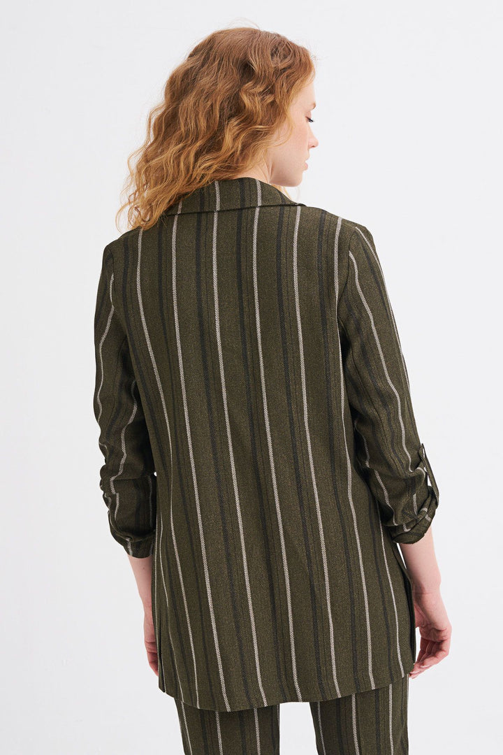 Striped Blazer Jacket Khaki