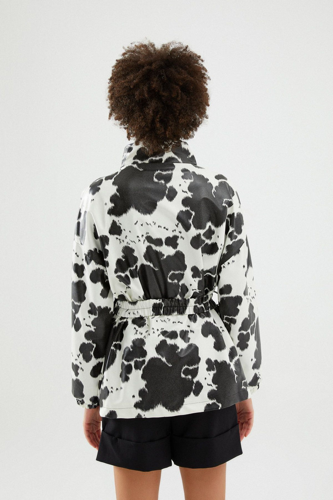 Patterned Belted Raincoat Black