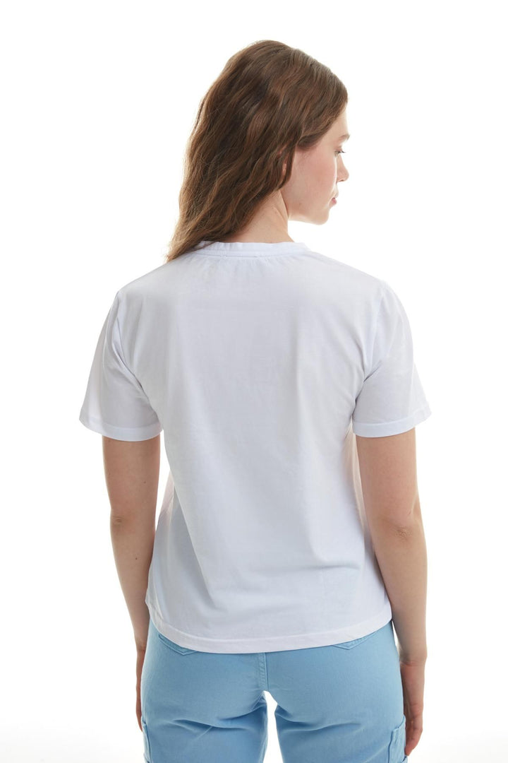 Taş İşlemeli Tişört Ekru