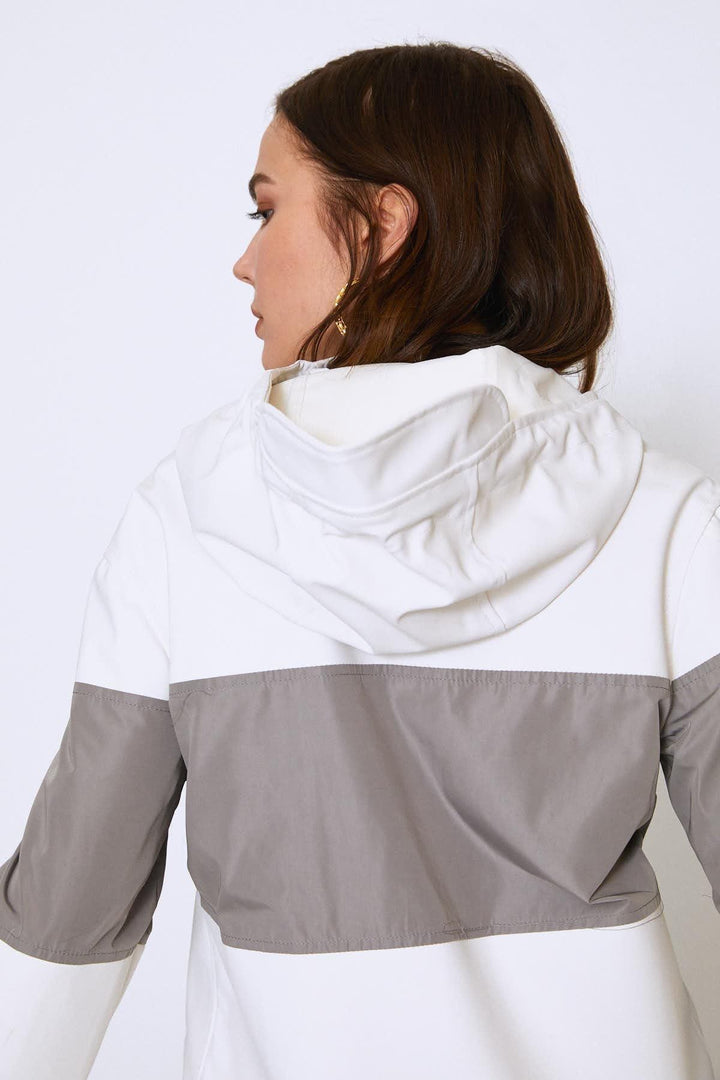 Hooded Pocket Raincoat Ecru